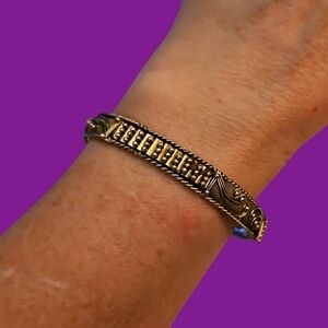 VTG Silvertone Milgrain Art Deco Bangle Gothic Great Gatsby Bracelet